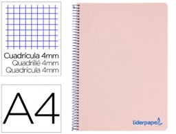Cuaderno espiral Liderpapel Wonder A4 tapa plástico 80h 90g c/5mm. color rosa